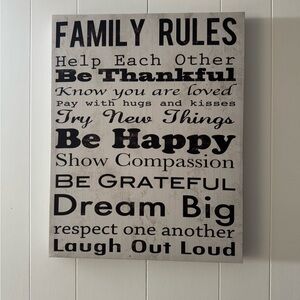 Family rules wall decoration